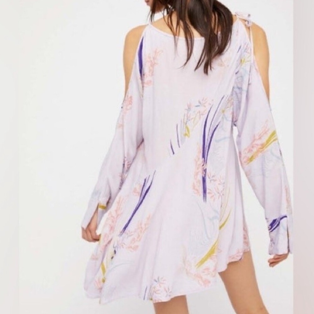 FREE PEOPLE Clear Skies Cold Shoulder Lilac Mini Dress Small - Picture 2 of 7